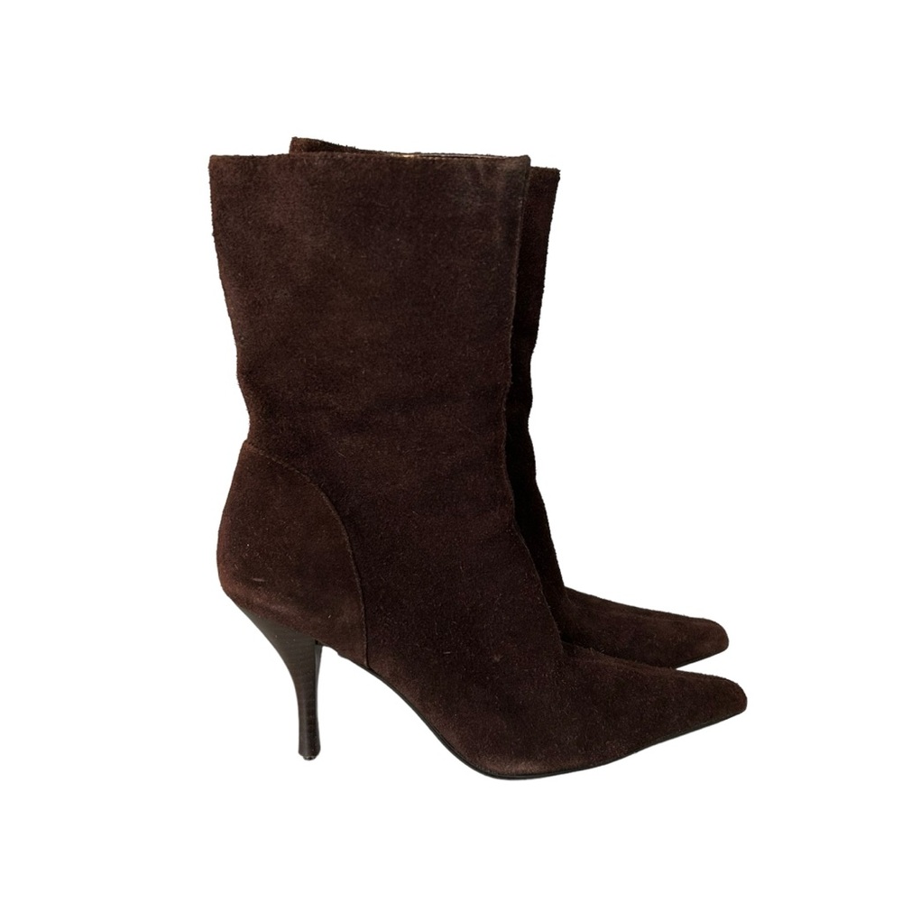 Vintage Y2K Steve Madden Brown Suede Leather Ankle Boot Heels